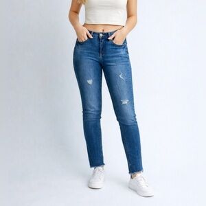 Seven7 Skinny Jeans Women’s Size 4 – Medium Wash Distressed Raw Hem Denim